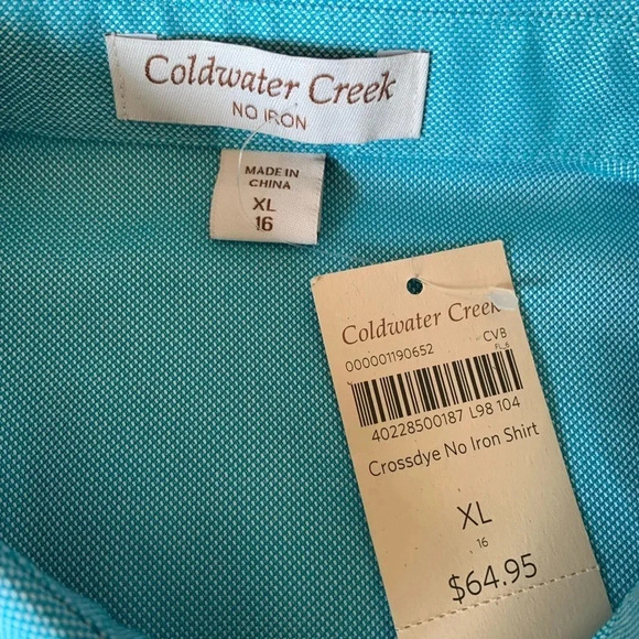 Coldwater Creek Crossdye No Iron Shirt Button Up Size XL 16 NWT - Picture 4 of 6